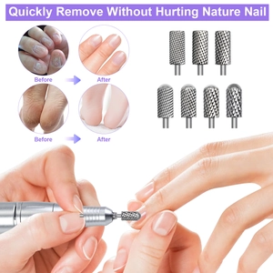 Professional silver alloy nail drill bit set with 7 pieces and electric handpiece
