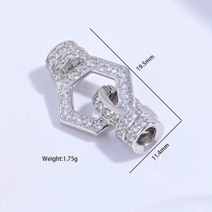 Fermoir bijoux en argent sterling S925 avec zircons, taille 19,5mm x 11,4mm
