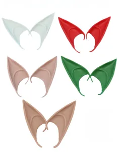 Elf ears in various colors including green, red, and skin tones for Cosplay costumes