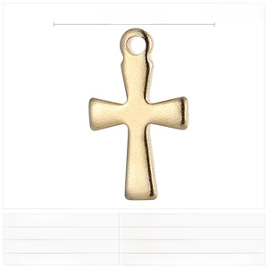 Detail view of 12x7mm stainless steel cross pendants in gold and silver finishes