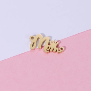 Golden stainless steel MOM crown pendant for DIY bracelets and necklaces jewelry making