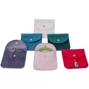 Multi-color velvet jewelry pouches with snap buttons for rings and necklaces storage