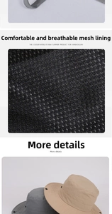 Detail view of breathable mesh lining on a quick-dry wide brim outdoor sun hat