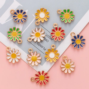 Daisy Flower Pendants Alloy Enamel Floral Charms For DIY Jewelry Making Bracelet Necklace Earrings Colorful Sweet Accessories