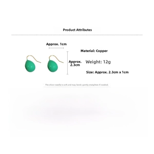 Detailed size specifications for emerald green enamel water drop hook earrings