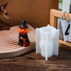 Detailed silicone mold for DIY Halloween pumpkin wizard candles and resin crafts