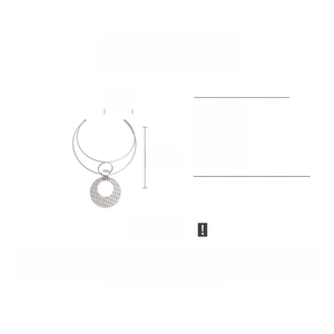 Detailed technical diagram of a silver alloy choker necklace showing weight and dimensions