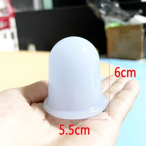 Detailed view of translucent silicone facial cupping cup with 6cm height and 5.5cm base