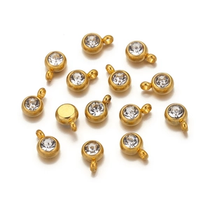 Pendentifs en acier doré de 6mm avec cristaux de naissance pour bijoux DIY