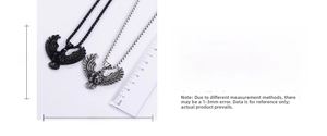 Detailed size chart for eagle pendant necklace with dimensions of 48mm length and 41mm width