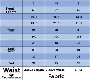 Guide des tailles détaillé pour l'ensemble haut en maille texturée et pantalon