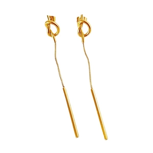 Retro knotted long tassel earrings in 18k gold plated titanium steel for women