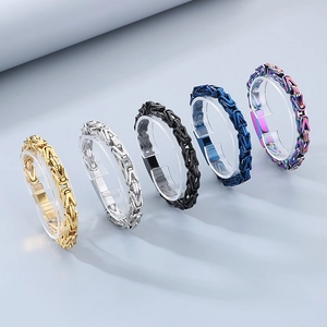 Men Stainless Steel Byzantine Chain Bracelet Necklace Hip Hop Streetwear Punk Jewelry Square Box Link