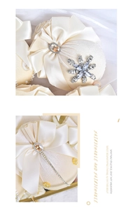 Detailed macro view of 8cm velvet beige Christmas ball with diamond snowflake embellishments