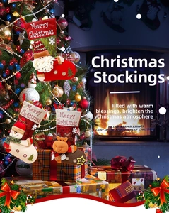 Set of 3 Christmas stockings with Santa, Snowman and Reindeer 3D character details