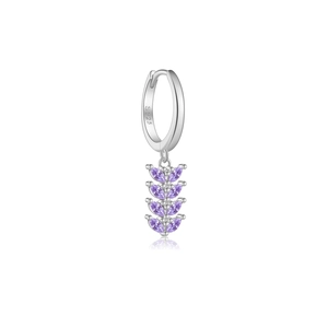 S925 sterling silver leaf drop earrings with marquise purple zircon gemstones