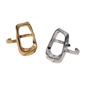 Minimalist square open rings in gold and silver finish with geometric hollow design