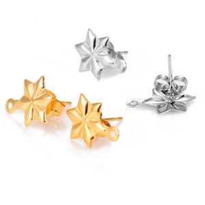Gold and silver stainless steel hex star earring findings with rings for DIY jewelry
