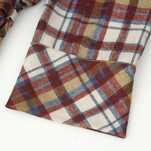 Robe courte d'hiver à carreaux pour femmes avec manches longues au motif coloré