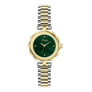 Women Fashion Quartz Watch Stainless Steel Band Flower Shaped Case Waterproof Elegant Ladies Wristwatch Artificial Pearl Dial