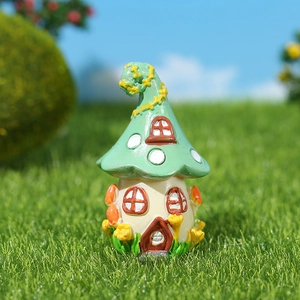 Miniature fairy tale mushroom house figurine for resin micro landscape garden decor