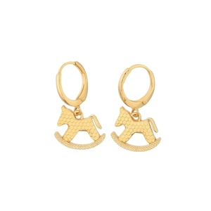 Boucles d'oreilles cheval à bascule plaquées or 18 carats avec texture nid d'abeille