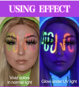 UV neon body paint makeup effect showing vivid colors and glow under ultraviolet light