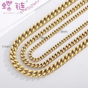 Hip Hop Stainless Steel Cuban Link Necklace For Men Women Gold Silver Electroplated NK Chain Fashion Trendy Jewelry