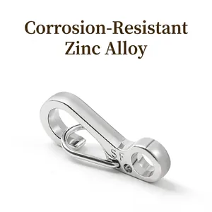 Zinc alloy SF spring hook carabiner keychain with polished finish and compact design