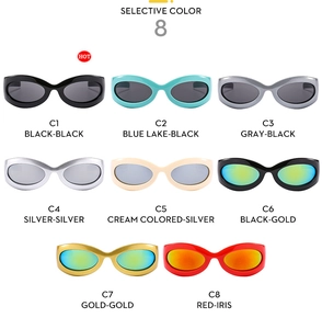 Retro oval Y2K sunglasses collection in 8 vibrant colors with streamlined resin frames