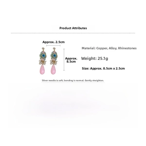 Detail specifications of bohemian drop earrings with resin shells and silver needles