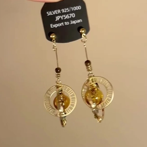 Elegant gold vintage hollow circular crystal drop earrings with 925 silver needles for women