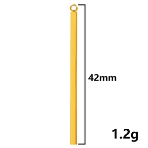 Detail view of a 42mm gold bar pendant showing exact measurements and 1.2g weight