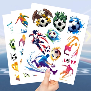 Waterproof football temporary tattoos set featuring player and trophy designs for kids party