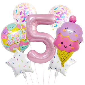 Kit déco fête glace avec ballon chiffre 5 en aluminium et ballons étoiles