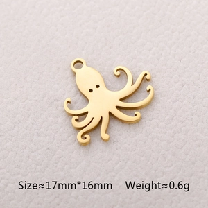 Macro view of golden octopus pendant with dimensions 17mm x 16mm for DIY jewelry