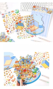Gros plan d'autocollants 3D de scènes miniatures de contes de fées pour le scrapbooking