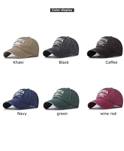 Détails des casquettes de baseball en coton délavé avec broderie Olympia en six coloris