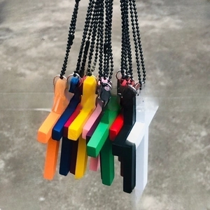 Minimalist wooden cross necklaces in vibrant colors with black beaded chain for men and women