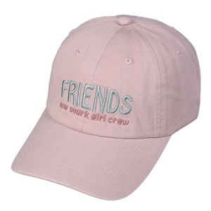 Pink cotton baseball cap with Friends embroidery and curved brim for casual street style