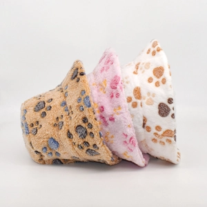 Winter plush bucket hat with bear paw embroidery in brown, pink and white colors