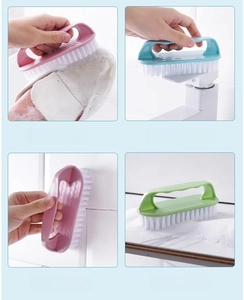 Multi-purpose cleaning brush with ergonomic handle for bathtubs, sinks and walls