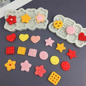 Silicone cookie molds with star, heart and square shapes for DIY baking and desserts