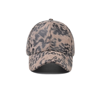 Classic leopard print cotton baseball cap with curved brim and 6-panel crown for adults