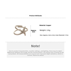 Detail showing dimensions of starfish silver ring with 2.8g copper material specs