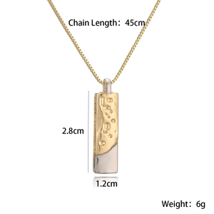 Detail of gold and silver contrast pendant necklace with 45cm chain and dimensions