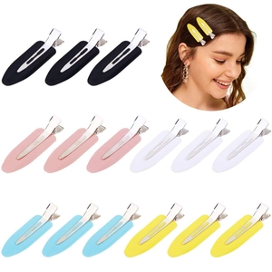 Set mit fünfzehn farbenfrohen 6cm nahtlosen Haarspangen für Styling inklusive Leaf Clips