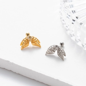Minimalistische Engelsflügel-Ohrstecker aus Edelstahl mit Zirkon in Gold und Silber Finish