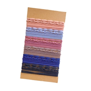 Multicolor high elasticity hair tie set with woven and smooth bands on display card