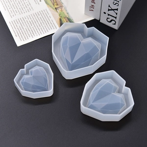 3-piece diamond heart geometric silicone mold set for DIY cake mousse and chocolate baking